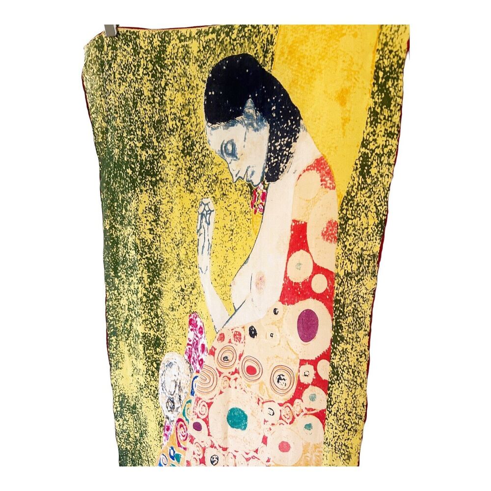 Gustav Klimt Abandoned Hope II Long Silk Scarf Wrap Art To Wear - Picture 3 of 4